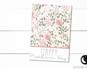 Printable Mini Cookie Card - 3.5" X 5" Happy Mother's Day Pinks Floral Cookie Packaging Mini Cookies