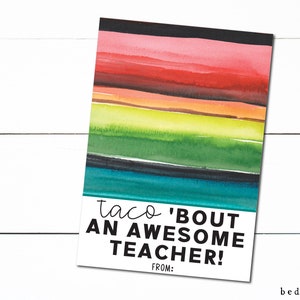 Printable Mini Cookie Card - 3.5&quot; X 5&quot; Valentine&#39;s Day Card Taco Bout An Awesome Teacher Cookie Packaging Mini Cookies