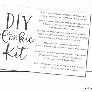 Printable Spring DIY Cookie Kit Instruction Card  - 3.5" x 5"- Printable Cookie Tag - Cookies- Simple DIY Cookie Card
