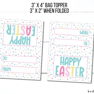 3" Happy Easter Colorful Dots Pink Treat Topper To From:  Printable Treat Bag Toppers- Treats For My Peeps Spring Goodie Bag Topper