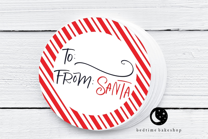 2 Printable Christmas Cookie Tag Merry Christmas To From Santa Tag Christmas Winter Tag Christmas Cookie Tag Goodie tag