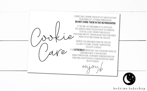 Printable Cookie Care Card: Freezing Instructions (Digital Download)