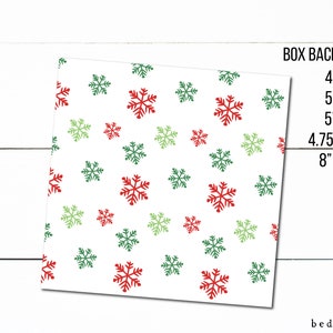 Printable Bundle of Box Backers Cookie Box Packaging Background Christmas Red Green Snowflakes- Clear Box backer Printable
