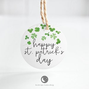 Tag stampabile per biscotti del giorno di San Patrizio - Happy St. Paddy's Day Falling Trifogli Cookie Tag Tag irlandese Tag regalo -2" Tag regalo per il giorno di San Patty