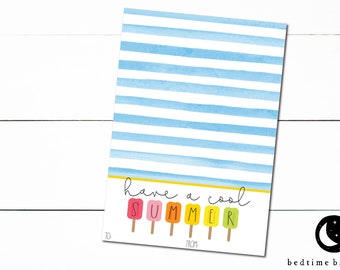 Printable Mini Cookie Card - 3.5" X 5" Have A Cool Summer Cookie Colorful Stripes Card Hello Summer Cookie Packaging Mini Cookies