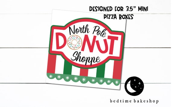 Printable 3.25 Square Mini Pizza Box Label north Pole