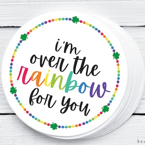 Etichetta per biscotti stampabile per il giorno di San Patrizio - I'm Over the Rainbow for You pom poms Cookie Tag Etichetta irlandese Etichetta regalo -2" Etichetta regalo per il giorno di San Patty