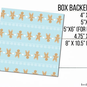 Printable Bundle of Box Backers Cookie Box Packaging Background Christmas Gingerbread Men Blue - Clear Box backer Printable