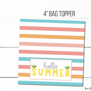 4" Hello Summer Sand Buckets Treat Topper Printable Treat Bag Toppers- Summer Pool Cookies Goodie Bag Topper