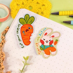 Lapin et carotte | Sticker brillant