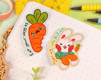 Hoppin' Healthy: Cute Bunny Carrot Sticker Whimsical Veggie Delight for ...