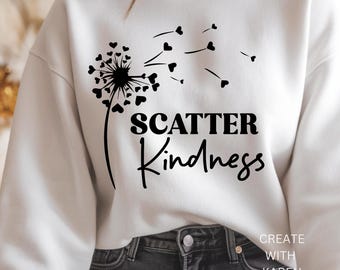 Arquivo SVG para Cricut com frases inspiradoras: Espalhe gentileza, PDF e PNG. Citação inspiradora sobre felicidade. Arquivo SVG positivo para corte com mensagens motivacionais.