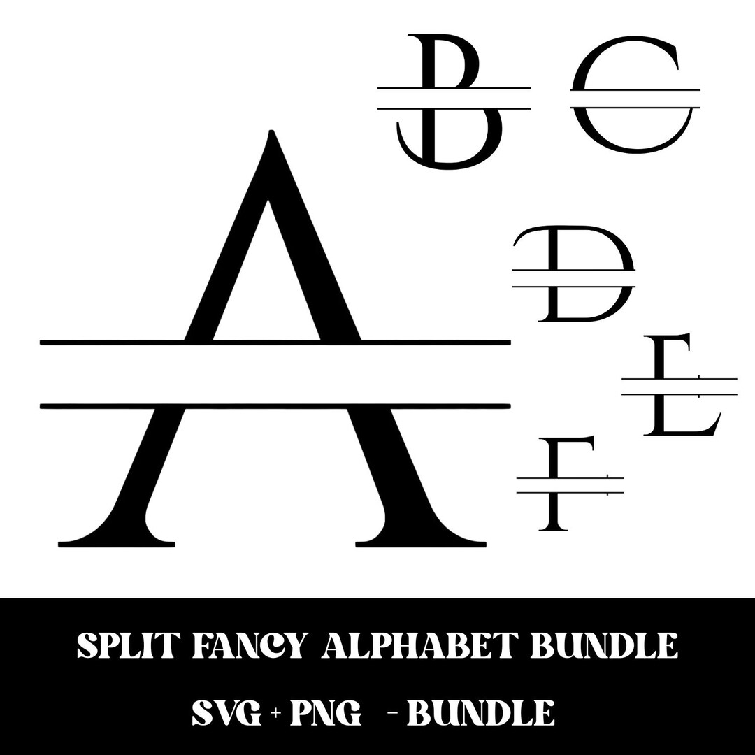 Fancy Alphabet SVG, Split Monogram Letters A-Z, Minimal Letter Bundle ...
