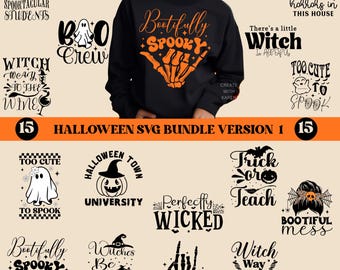 Halloween SVG Bundle 15 Spooky Halloween Svg Horror Ghost Svg Spooky Svg Haunted svg, Halloween Skeleton svg Halloween For Cricut Version 1