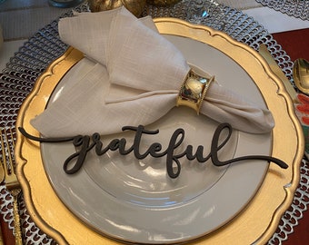 Thanksgiving Table Place Setting Wood Laser Cut Words