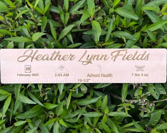 Baby Birth Ruler Details Custom Plaque