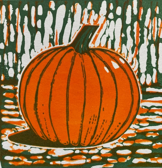 Pumpkin. Handmade Mini Linocut Print | Etsy