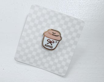 COFFEE COQUETTE PIN - Shiny Gold Hard Enamel Pin