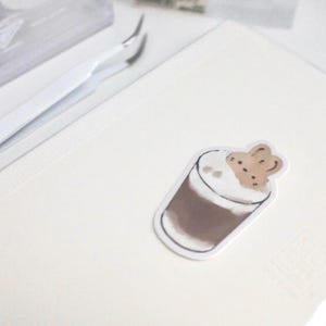 Cute Bunny Biscuit Coffee Sticker - Matte Vinyl Weatherproof Stickers for Laptops, Bottles, Journals, Planners | Die Cut image 4