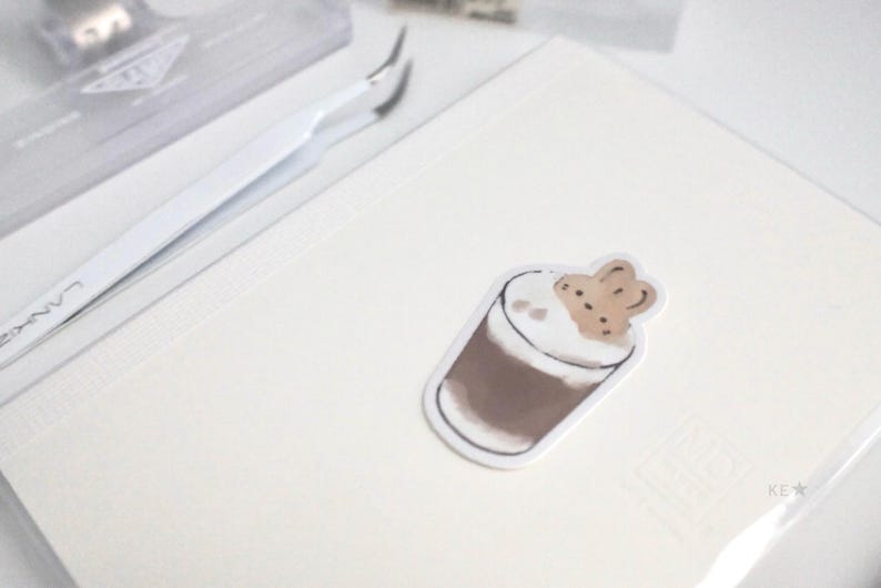 Cute Bunny Biscuit Coffee Sticker - Matte Vinyl Weatherproof Stickers for Laptops, Bottles, Journals, Planners | Die Cut image 4