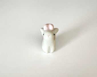 Porcelain Pink Heart Bunny / Ceramics / Clay Animals