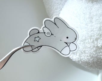 Matte Angel Bunny Sticker / Weatherproof  Vinyl Sticker