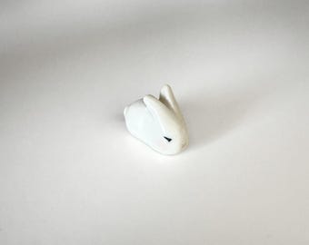 Small Porcelain Sleeping Bunny / Ceramics / Clay Animals