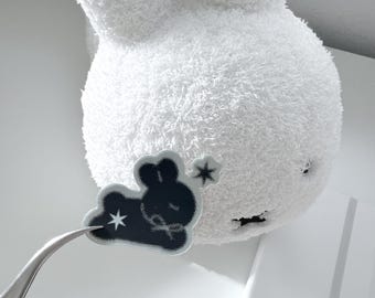 Matte Holographic Pixelated Black Bunny Sticker / Weatherproof  Vinyl Sticker