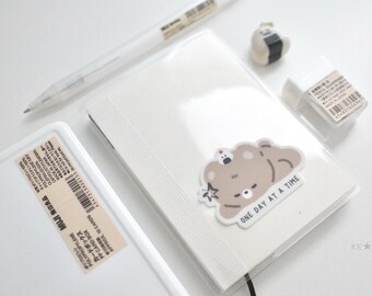 One Day At A Time Bear Sticker: Weatherproof Matte Vinyl