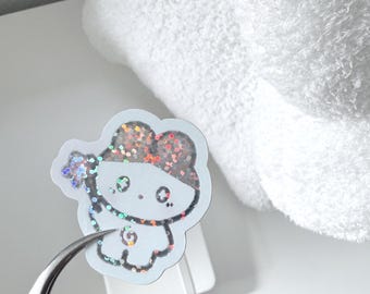 Delulu Bunny Glitter Sticker / Weatherproof Vinyl Sticker