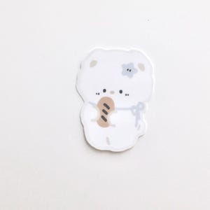 Bear with Baguette Sticker: Weatherproof Matte Vinyl Decal