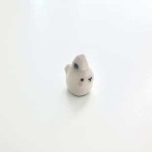 Porcelain Tiny Bunny w. Onigiri / Ceramics / Clay Animals