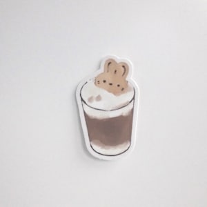 Cute Bunny Biscuit Coffee Sticker - Matte Vinyl Weatherproof Stickers for Laptops, Bottles, Journals, Planners | Die Cut image 2