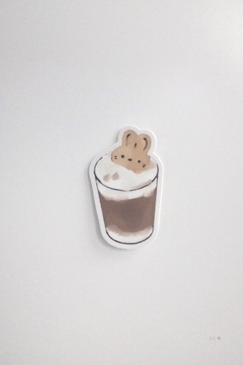 Cute Bunny Biscuit Coffee Sticker - Matte Vinyl Weatherproof Stickers for Laptops, Bottles, Journals, Planners | Die Cut image 2