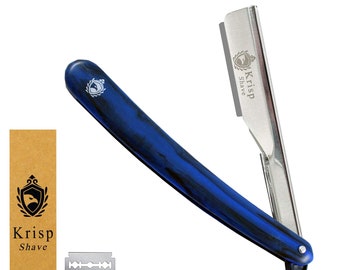 Professional Stainless Steel Manual Beard Cut Throat Barber Salon Men Straight Edge Razor 2MM Exposed Blade Shavette + 10 Shaving Blades