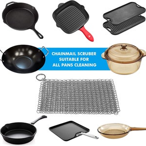 7X7 Cast Iron Scrubber Cleaner for Hard Anodized Cookware, Pre Seasoned Pans, Dutch Ovens, Iron Pans, Grills and Skillet Chain Mail Scrubber image 7