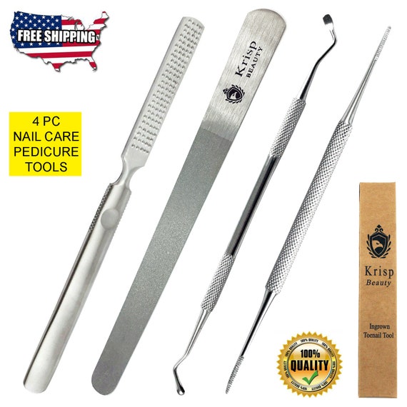 Stainless Steel Manicure Pedicure Foot Rasp Callus Remover Nail File  Ingrown Toenail Lifter Podiatry Chiropody Tools 4 Pc Set 