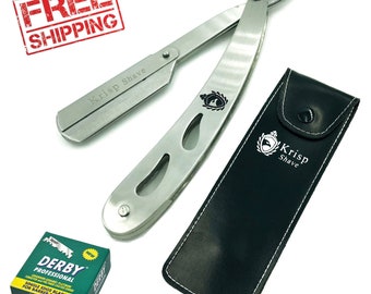 Barber Cut Throat Stainless Steel Straight Razor For Beard Shape Up + 100 Derby Shaving Blades