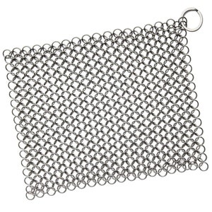 TOPULORS Stainless Steel Cast Iron Skillet Cleaner Chainmail Cleaning Scrubber with Hanging Ring for Cast Iron Pan,Pre-Seasoned Pan,Griddle Pans, BBQ