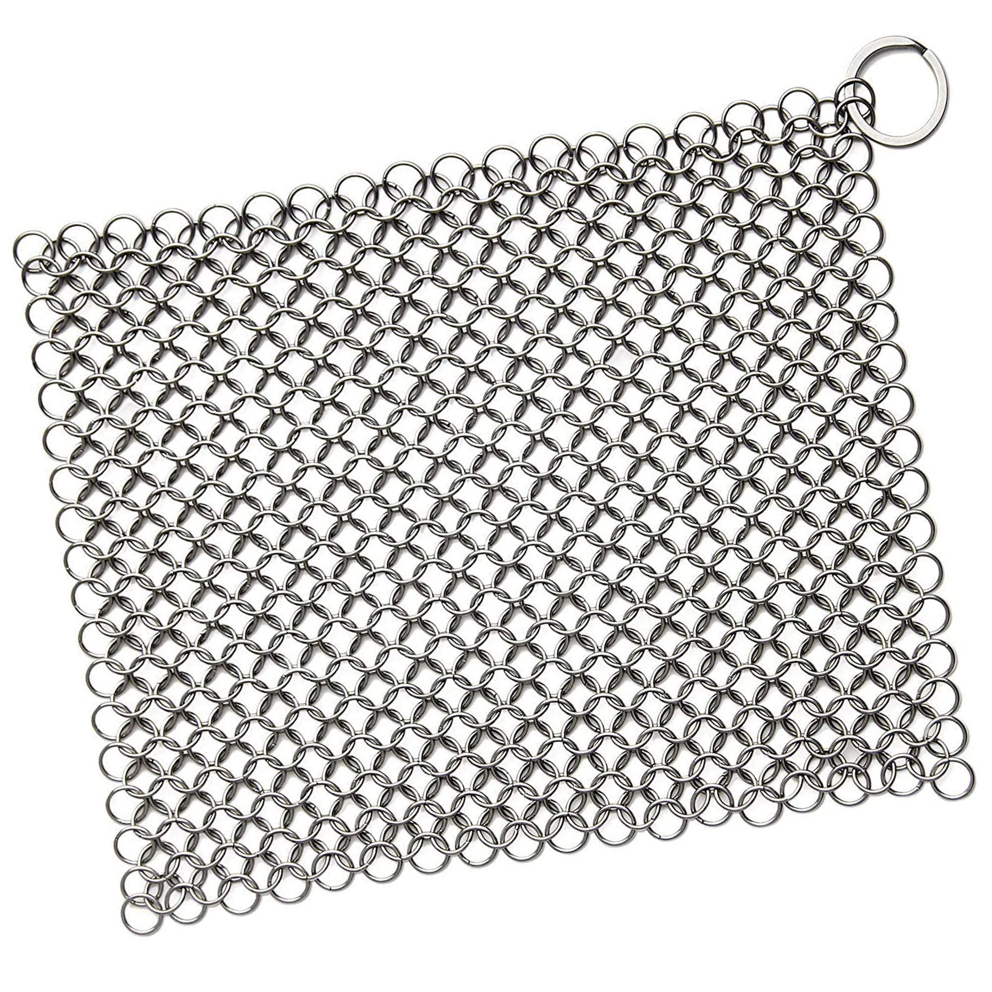 Apollo Premium Cast Iron Skillet Cleaner Stainless Steel Chainmail Scrubber Large Circular Wire Metal Pot Cleaner, Made of Rust Proof Chain Mail