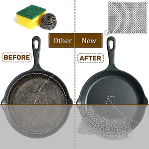 7X7 Cast Iron Scrubber Cleaner for Hard Anodized Cookware, Pre Seasoned Pans, Dutch Ovens, Iron Pans, Grills and Skillet Chain Mail Scrubber image 6