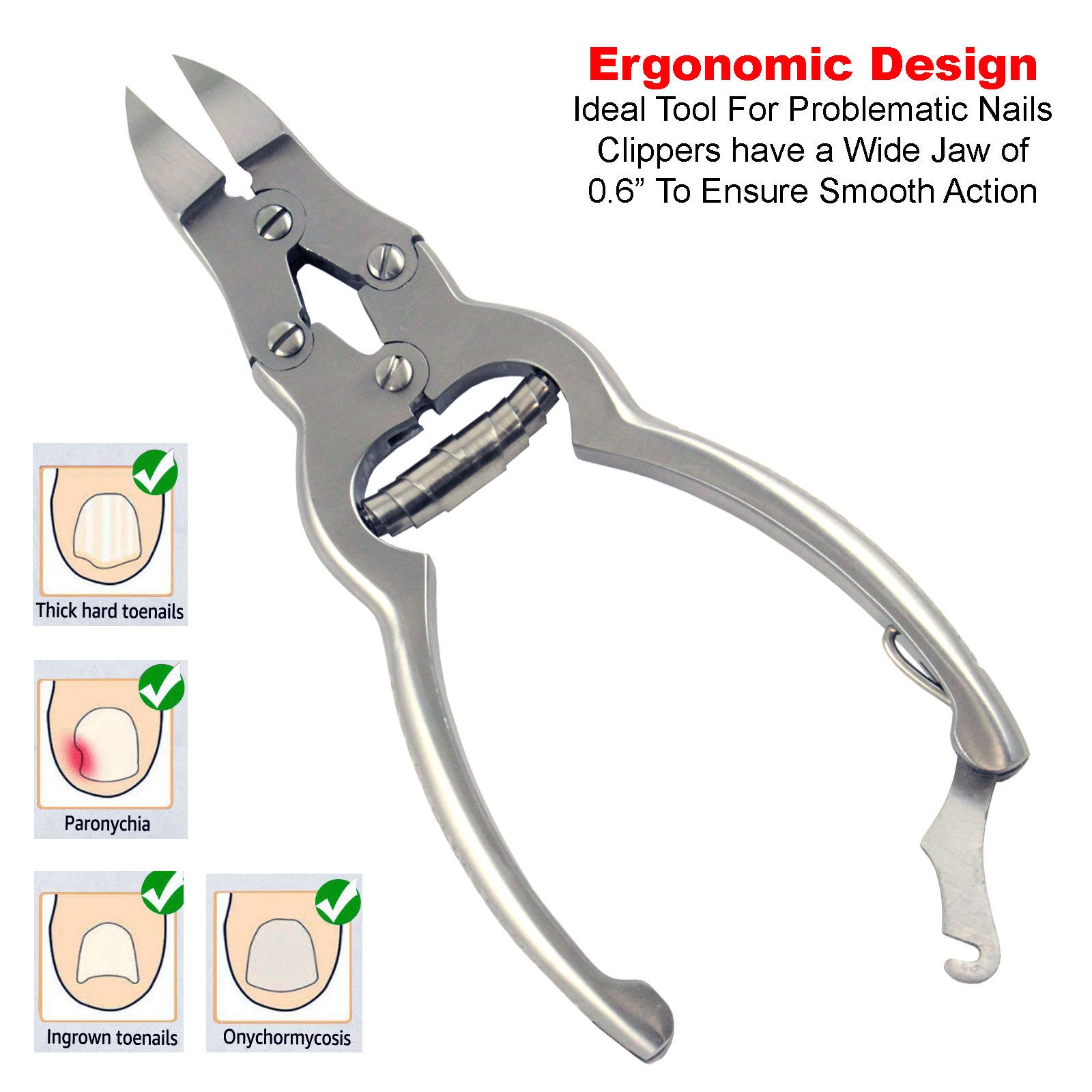 Toenail Clippers, Nail Clippers for Thick or Ingrown Nails Long Handle  Fingernail Clippers Nail Cutter Toe Nail Clipper Surgical Grade Stainless  Steel 