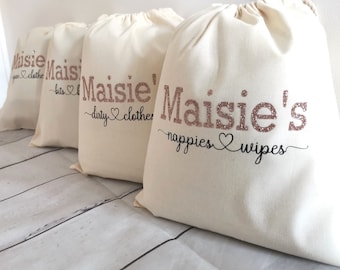 Personalised Baby Organisation Set,1st Mothers Day Gift,New Baby Gift,Baby Shower,Nappy Bag Pouch,Babies Spare Clothes, Nappies & Wipes