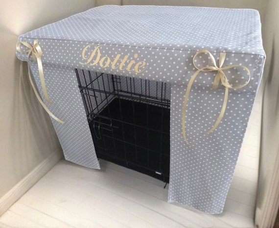 Dog Crate Cover GREY SPOT Custom Made 100 Cotton Fabric Crate Cover Made to Measure Etsy