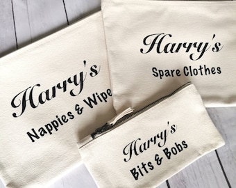 Personalised Baby Organisation Set,1st Mothers Day Gift,New Baby Gift,Baby Shower,Nappy Bag Pouch,Babies Spare Clothes, Nappies & Wipes