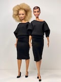 Handmade Interlock Knit Boxy Sweatshirt, Below Knee Pencil Skirt With Elastic Waist, Original and Curvy Fit - Black