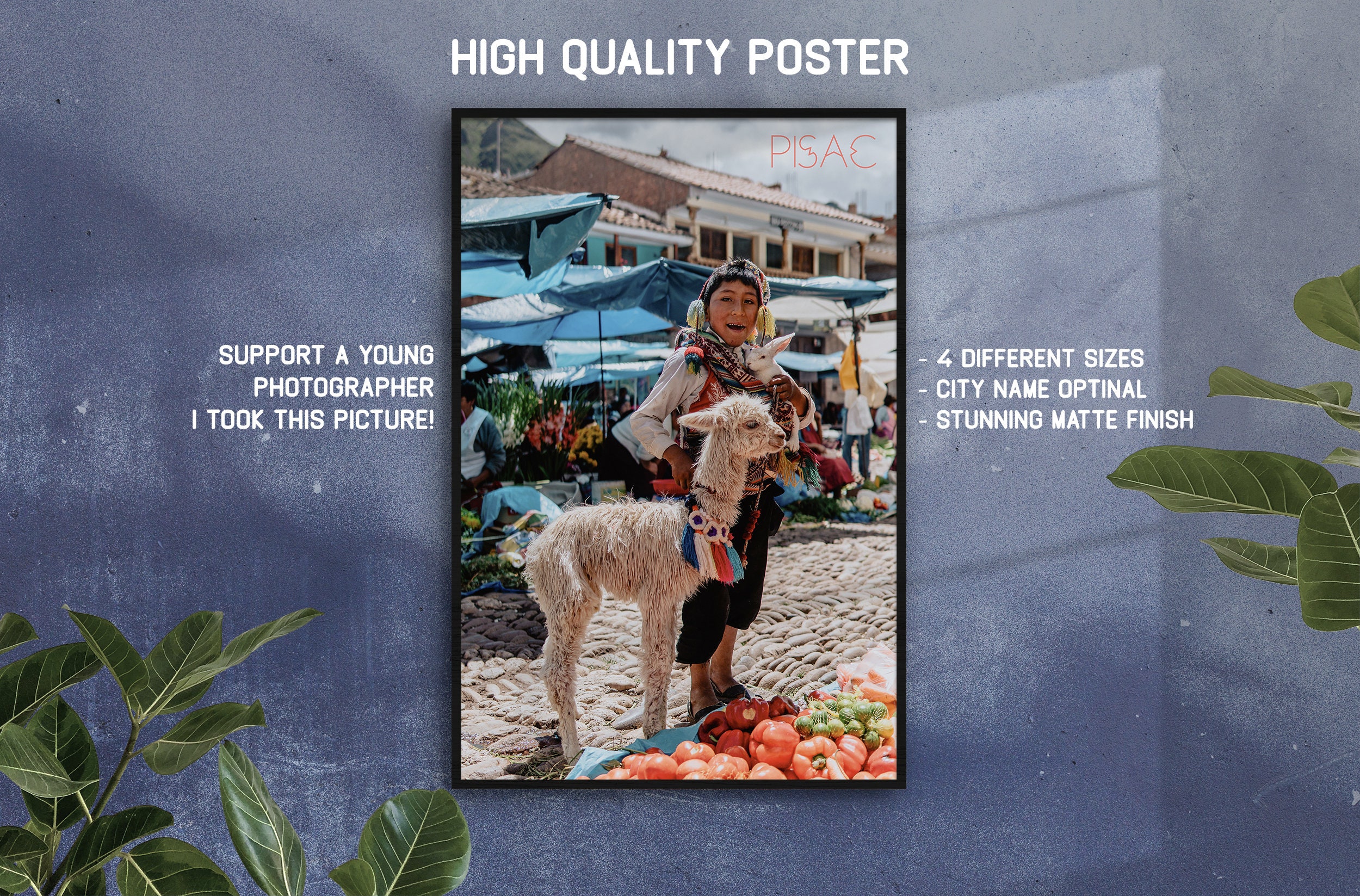 Garçon Péruvien Poster Lama Pisac Pérou Beaux-Arts Photo Imprimer