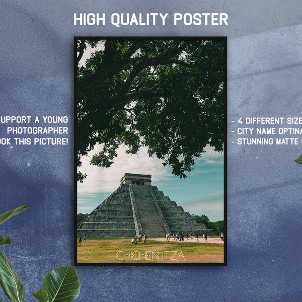 Chichen Itza Pyramid Poster Yucatan, Mexico Fine Art Photo Print