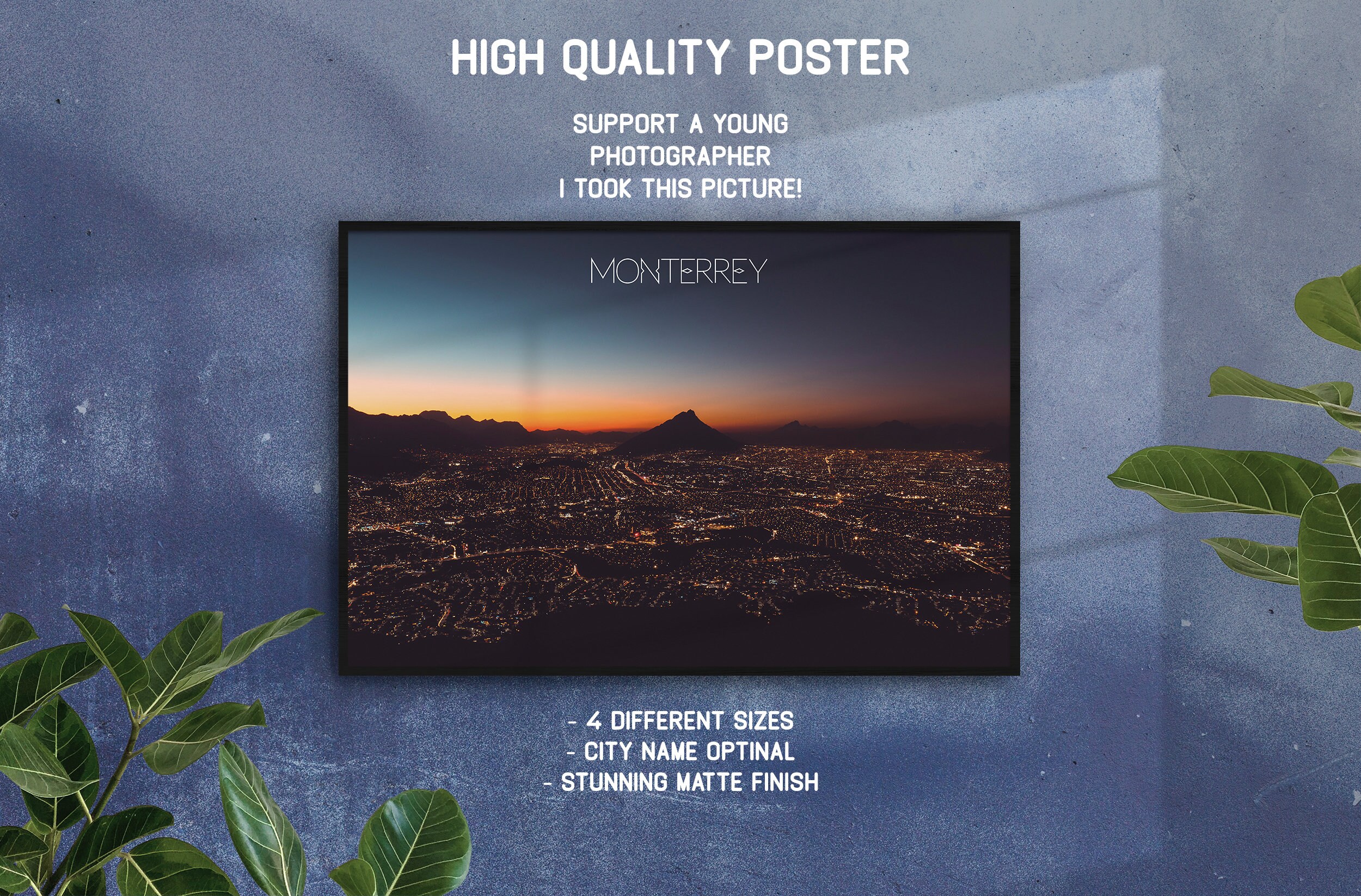 Monterrey By Night Mexico Poster Fine Art Photo Print