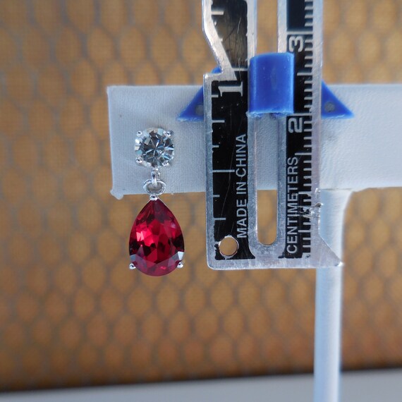 Vintage Small Simulated Ruby and White Cubic Zirz… - image 3